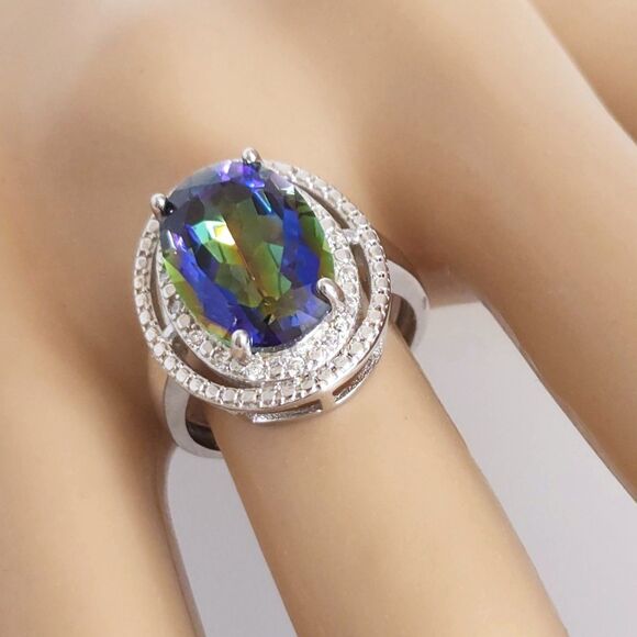 Mystic Gemstone Ring 6.2 Carats Size 8 - Picture 8 of 9